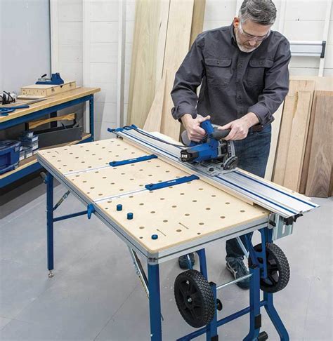 Kreg track saw - The 62" guide track works with the Kreg® adaptive cutting system plunge saw, and can be used alone, or mounted to the project table. For off-table cutting, two tracks can be combined together for 124" of total length that provides 112" of off-table cutting capacity. 